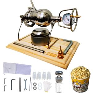 Retro Stainless Steel Popcorn Machine - High Pressure Popcorn Maker & Rice Puff Maker for Home Parties (520ml)