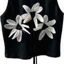 SOLY HUX Women's 3D Floral Crew Neck Sleeveless Summer Crop Tank Tops | Cute Aesthetic Top, Casual Daily, Summer, Cute, Sleeveless Shirts (Black, S)