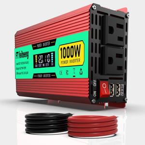 1000 Watt Power Inverter, Car Inverter 12V to 120V with 2 AC Outlets, 2 USB Ports, Cooling Fan, Cables and LED Screen for Vehicles, Home Use and Outdoor Camping