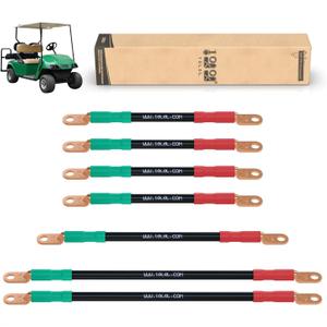 10L0L Golf Cart Battery Cables 4 Gauge Pure Copper for EZGO TXT 36V & 48V (1994-Up), Heavy Duty Golf Cart Wiring Kit with Tinned Copper Lugs, Enhanced Conductivity & Durability - 7 PCS AC/DC Wire Kits