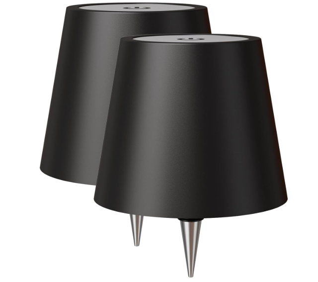 Nulmvic 2 Pack Wireless LED Wine Bottle Lamp with Stopper  3 Color Stepless Dimming Rechargeable Touch Lights for Liquor Bottles  Black