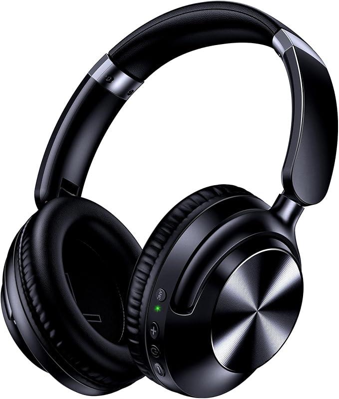 TAGRY Hybrid Active Noise Cancelling Bluetooth Headphones 100H Playtime Wireless Over Ear Headphone with Fast Charging Hi-Res Audio Headsets Comfort Earcups for Commute Travel Office Phone PC Black