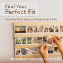 Tapeera Wood Multi Photo Collage Frame For Wall Compatible with Fujifilm Instax Mini Film, Instax Wide & Square - Up to 27 Photos - 3-Tier Rail Mini Picture Frame - Not Compatible with Polaroid Film, Instax mini / 2x3