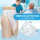 Catheter for Men, Urine Collection Bag for Elderly Men Male Age 80, Reusable Portable Silicone Urinal with 2 Bags (White-Elderly Men)
