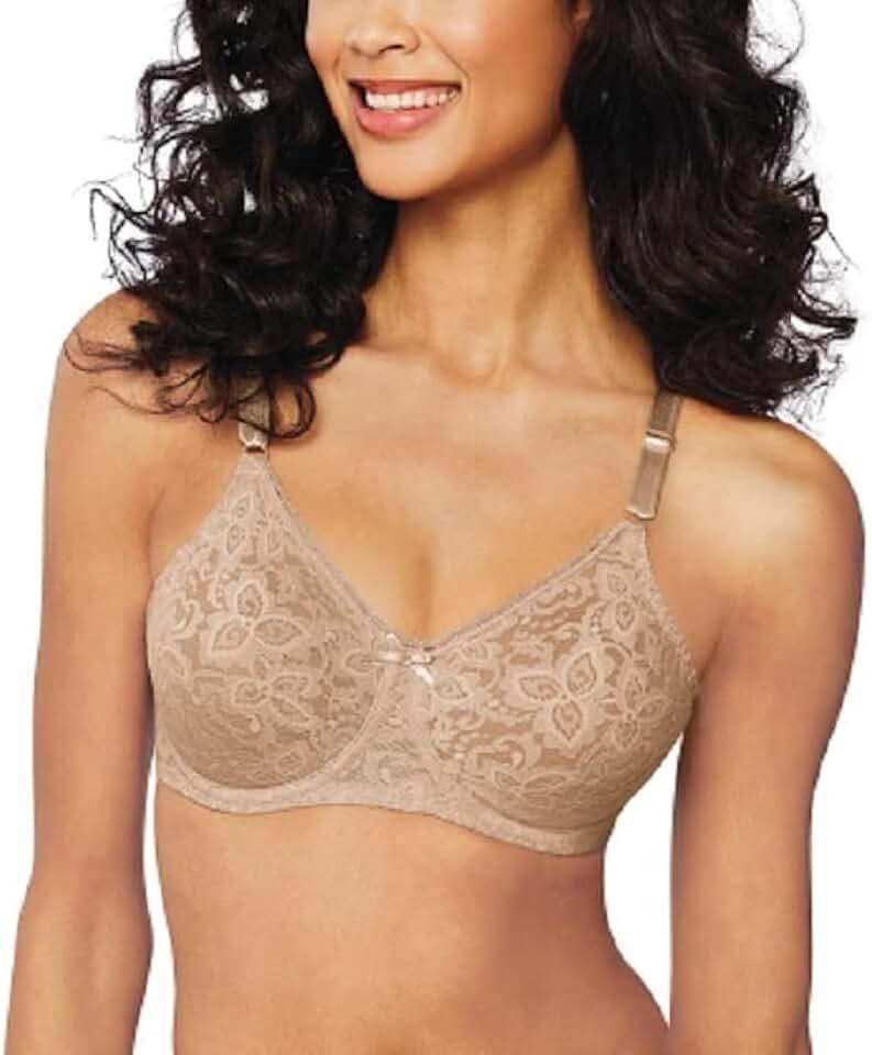 Bali Women's Underwire Lace Bra, Lace 'N Smooth Bras for Women, Stay-in-Place Straps, Full Coverage, Size 36C