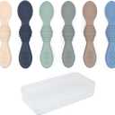 Elk and Friends Silicone Baby Spoons | Travel Case Included | First Stage Infant Toddler Spoon | Baby Led Weaning Stage | Dishwasher Safe (Navy/Sage/MistyBlue/Ivory/Tan/Gray)