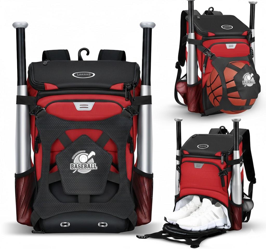 BAGNN Baseball Backpack for Adult and Youth, Large Capacity Lightweight Softball Bag With Shoe Compartment and Fence Hook for TBall Bat & Equipment, Waterproof for Helmet, Gloves