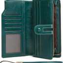 Wallet for Women RFID Blocking Leather Large Capacity Card Holder Ladies Phone Clutch Travel Long Purse Wristlet | RFID Blocking, Leather, Large Capacity, Ladies, Travel (3-Dark Green)