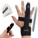 Trigger Finger Splint 2 Pcs, Adjustable Index Finger Splint, Finger Splint Middle Finger, Ring Finger Splint, Pinky Finger Splint,Hand Brace (Black-B1-2)