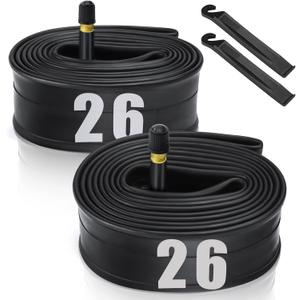 2-Pack Bike Tubes 26" x 1.75/ 2.125 AV Valve, 26x2.125 Bicycle Tube Compatible with 26x1.75 26 x 1.95 26 x 2.10 26 x 2.125, 26" Bike Rubber Tubes for Road/ MTB/ City Bikes by Hydencamm (2 of One Size) 