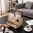 Wood Mail Organizer Countertop with Drawers, Desk Organizer for Office Supplies, Paper, Letter, Envelope, Bill