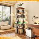 Aheaplus 5 Tier Rotating Bookshelf Tower, Revolving Bookcase, Rustic Brown, 5 Tier, 63" H