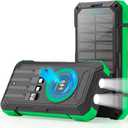 Solar Charger Power Bank 49800mAh Wireless Portable Phone Charger, 22.5W QC3.0 Fast Charging Built in 4 Cables with USB C 6 Outputs & 2 Inputs for All Cell Phone