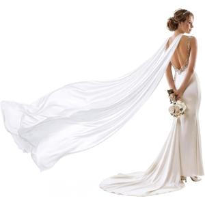 Satin Bridal Neck Scarf for Wedding Detachable Neckerchief Flowing Shawl for Marriage Accessory