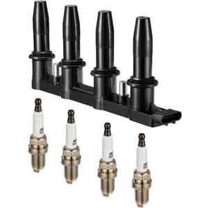 BDFHYK Ignition Coil Pack UF620 and Iridium Spark Plugs 4504 Compatible with Chevy Cruze 11-16 Sonic 12-18 Trax 13-17 Aveo Aveo5 09-11 Pontiac G3 Wave Suzuki Swift+ 1.6L 1.8L L4 Chevy Oem Coil Pack