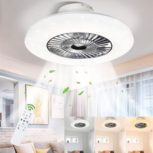 DLLT LED Remote Ceiling Fan with Light Kit-40W Modern Dimmable Ceiling Fan Lighting, 7 Invisible Blades Ceiling Fans, 23 Inch Ceiling Lighting Fixture Flush Mount, 3 Color Changeable, 3 Files, Timing (White)