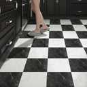 Alow Peel and Stick Floor Tiles: 32 Pack 11.8X11.8 Vinyl Flooring Waterproof for Bathroom, Black and White Square Adhesive Stickers Easy to Install No Tools Need