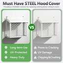 Dryer Vent Cover Bird Guard (Rainproof Cap), Fits 3" to 4" Vent Hood Cover, Heavy-Duty Steel Dryer Vent Protector, Easy Installation for Home & Laundry Rooms (White)