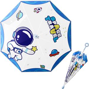 HOUSTIN Kids Umbrella – Lightweight & Fun Design with 360° Reflective Strips, Safety Anti-Pinch Mechanism, Perfect for Rain or Shine, Ages 3-10 – Ideal Outdoor Umbrella for Children