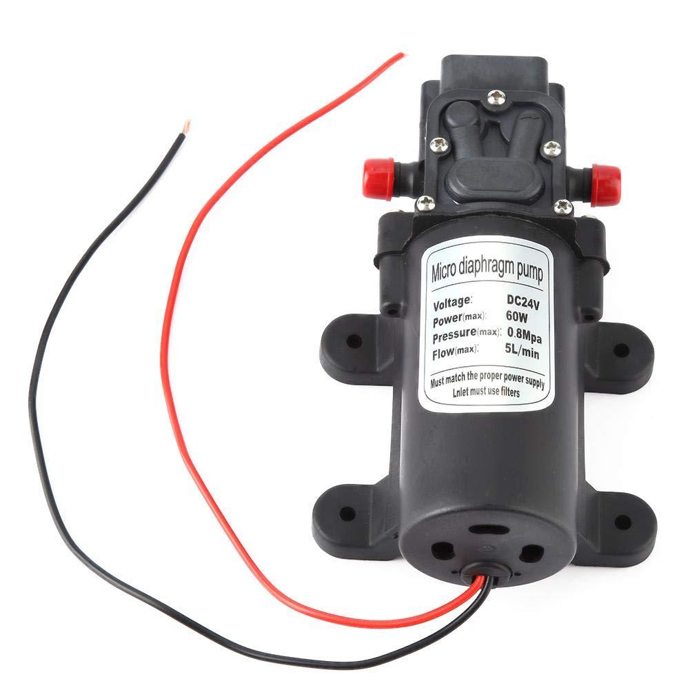 Micro Diaphragm Pump, 24V 60W Mini Electric Water Pump 5L/m Flow Micro Diaphragm Pump 1.5m Suction