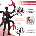 T13 Already Assembled Action Figure Accessories,T13 Multi-Jointed Movable,for Collectors Desktop Decorations t-13 Movability 3D Printed Toys (Black Red, 7.2inch)
