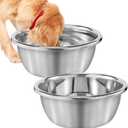 2Pcs 1.3 Gallons Large Dog Bowls - Food Grade Stainless Steel Metal Water Bowl, Ample Capacity & Easy to Clean Food Bowls for Large X-Large Dogs Indoor Outdoor