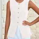 PRETTYGARDEN Blazer Vest Tops for Women Sleeveless Button Down Business Casual Outfits Work Suit Vests Waistcoat (White, S)