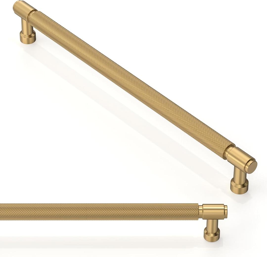 10 Pack Champagne Bronze Knurled Cabinet Pulls 10 Inch(254mm) Kitchen Cabinet Handles Cabinet Hardware Drawer Pulls