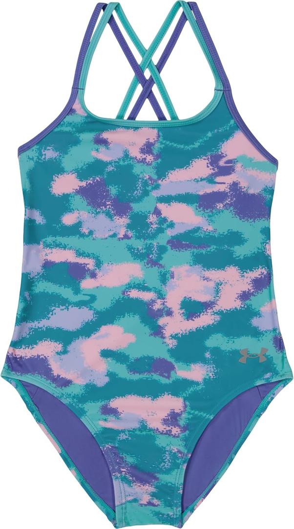 Under Armour Girls' One Piece Swimsuit (10, Radial Turq Camo)