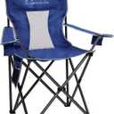 Mesh Folding Camping Chairs, Oversized Portable Outdoor Chairs, Weight Capacity 325 lbs with Cup Holder, Storage Pocket, Carry Bag Blue