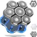 Universal Head Shaver Replacement Heads Magnetic 7 Blades Head Shavers Replacement Blades for Bald Men Compatible with Freebird Shaver & Other Brands (7msilver)