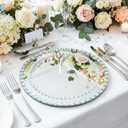 Suclain 6 Pcs Mirrored Glass Charger Plates 13 Inch Silver Mirror Plates Round Chargers for Dinner with Diamond Rim Settings for Wedding Birthday Party Events (Round Diamond Rim), 13 inches/ 33 cm
