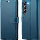 Wallet Case for Samsung Galaxy S21 FE 5G, RFID Blocking Credit Card Holder, PU Leather Folio Flip Kickstand Protective Shockproof Cover for Galaxy S21 FE (Blue)