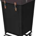 StorageWorks 160L Laundry Basket with Wheels, Large Rolling Hampers for Clothing Organizer, Dirty Clothes Basket for Hotel, Home, Closet, Dorm, Black