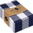 Native Fab 6-Pack Kitchen Towel with Hanging Loop 16x26 inches, Cotton Buffalo Check Kitchen Towels for Cleaning Drying, Washcloths Soft & Absorbent Cloth Rags, Bar Towel, Dish Cloth, Navy