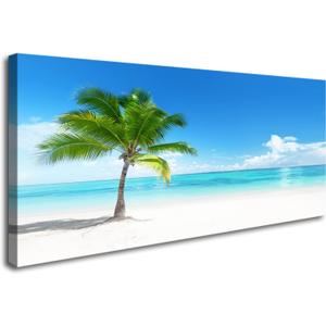YYYYHPP YP0862 Beach Wall Art Palm On The Nature Picture Canvas Painting Beach Seascape Wall Art Prints For Bathroom Living Room Bedroom Kitchen Home and Office Wall Decor (48"L x 24"W)