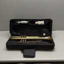 Mendini By Cecilio Bb Standard Trumpet Set for Beginners - Brass Student Trumpet Instrument with Hard Case, 7C Mouthpiece, Valve Oil, Cleaning Cloth, Gloves and Maintenance kit (Golden)