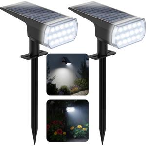Solar Lights Outdoor Waterproof, 3 Lighting Modes Solar Spot Lights Outdoor, LED Solar Spotlights, Ultra Bright Dusk-to-Dawn Uplights for Garden, Landscape, Yard, Pathway, IP65, Auto On/Off