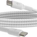 Belkin BoostCharge Braided USB-C to USB-C Cable (1M/3.3ft) for iPhone 16, iPhone 16 Pro, iPhone 16 Pro Max, Galaxy S25, S24, Galaxy Note, Pixel 9 & 8, iPad Pro, Nintendo Switch 2 & More - White