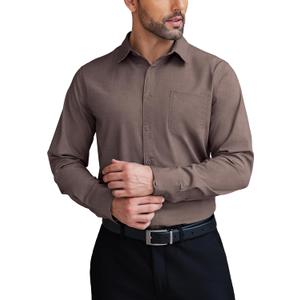 COOFANDY Mens Dress Shirts Wrinkle Free Long Sleeve Button Down Shirts Formal Business Shirt (3X-Large, Brown)