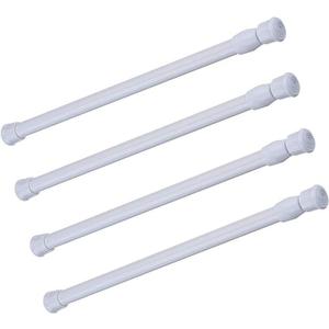 4 Pack Tension Rods, 28-48 Inches Adjustable Spring Steel Cupboard Bars Tension Curtain Rod shower Rod Closet Rod Tensions Rod Extendable Width White