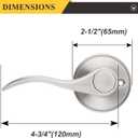 Probrico Half Dummy Door Handles Levers Single Side Non-Turning Door Handles - Pack of 2 for Closets with a Satin Nickel Finish, Left Handing