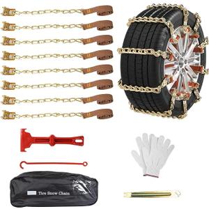 Snow Chains 8pcs Tire Chains Snow Chains for Car SUV Tire Chains with Tightening Buckles Universal Anti-Slip Snow Tire Chains Tire Cables Durable Chains for Tires Heavy Duty