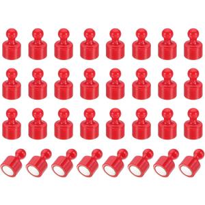 PATIKIL 32pcs Magnets Push Pins, 0.8x0.5 Strong Fridge Magnets Magnetic Whiteboard Decorative Thumbtacks for Refrigerator Locker Calendar Office, Red