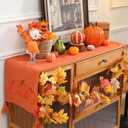 Breling Thanksgiving Pumpkin Table Runner Jacquard Fall Pumpkin Thanksgiving Dinner Table Runner Autumn Harvest Decoration for Kitchen Dining Home Dinner Party 13x72 Inch(Rust)