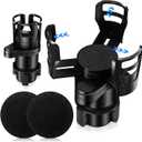 Frienda Cup Holder Expander for Car Multifunctional Dual Adjustable Car Cup Holder Black 360 Degree Adapter with 2 Pcs Silicone Mat for Bottle Drink(4.65 x 3.43 x 8.46 Inch)