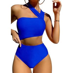 Lilosy Cute Cutout High Waist One Shoulder Piece Swimsuit Bikini Bathing Suit XL