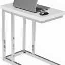 Lavish Home C-Shaped Sofa Side Table - Modern End Table, Laptop Tray, or Compact Bedside Nightstand - Space Saving Furniture by Lavish Home (White)