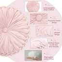 Drydiet 1 Pcs Round Throw Velvet Pillows Decorative Pleated Throw Pillows Diameter Accent Pumpkin Boho Chair Cushion for Couch Sofa Home Decoration (Pink,15'')