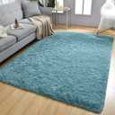 Merelax Soft Modern Indoor Large Shaggy Rug for Bedroom Livingroom Dorm Kids Room Home Decorative, Non-Slip Plush Fluffy Furry Fur Area Rugs Comfy Nursery Accent Floor Carpet 5x8 Feet, Turquoise Green